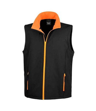 Mens Core Printable Soft Shell Bodywarmer Black Orange Result