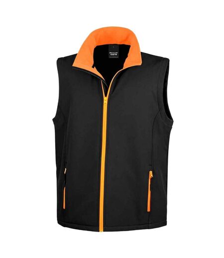 Mens Core Printable Soft Shell Bodywarmer Black Orange Result