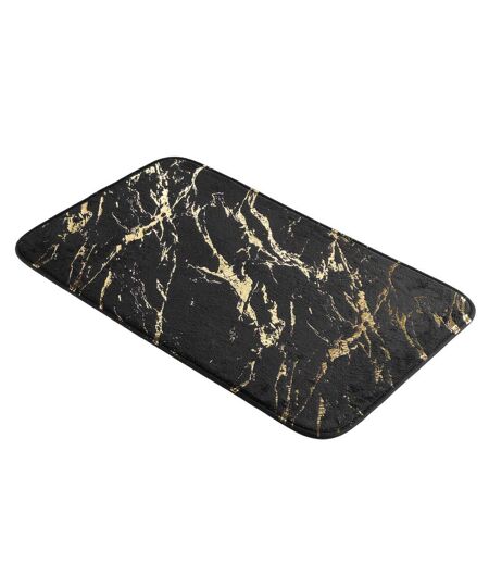 Tapis de Bain Imprimé Aquamarbre 45x75cm Noir & Or