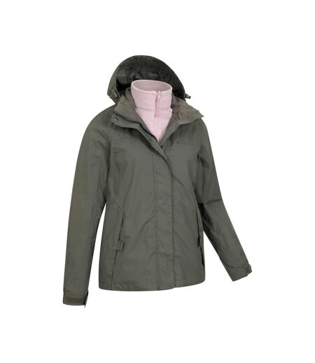 Womens/ladies storm 3 in 1 waterproof jacket green Mountain Warehouse