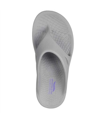 Womens/ladies Go Walk Arch Fit Flat Sports Sandals Grey Lavender Skechers