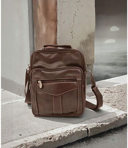 Sacoche bandoulière homme en simili cuir - Marron - Elégance fonctionnelle pour un style urbain