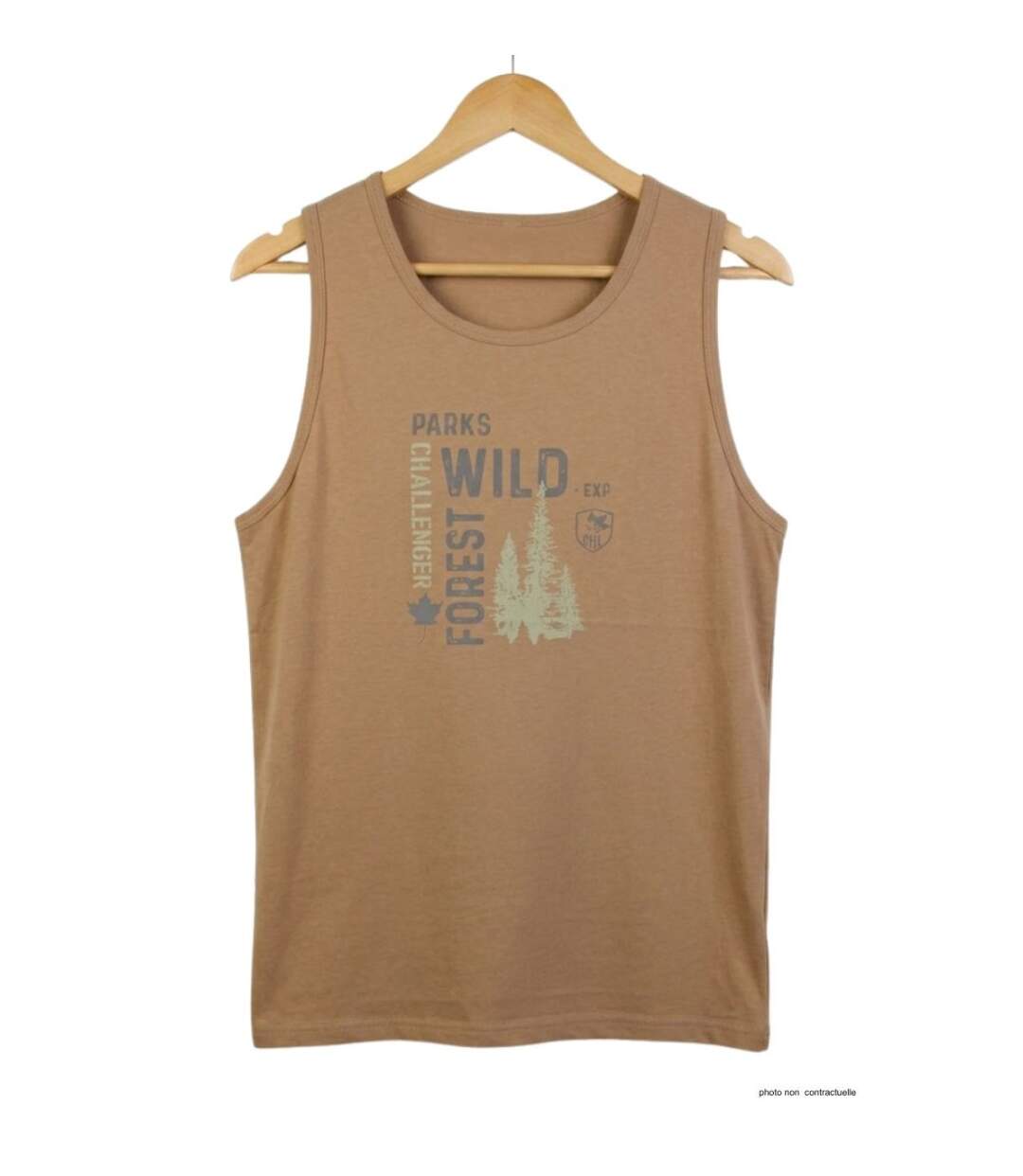 Débardeur homme Challenger SIG1 camel marron imprimé — Confort pur coton jersey-2