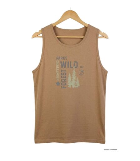 Débardeur homme Challenger SIG1 camel marron imprimé — Confort pur coton jersey