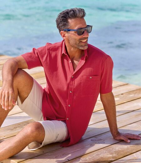 Men's Red Crepe Shirt