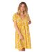 Robe babydoll manches courtes DINA imprimé fleuri jaune Coton Du Monde