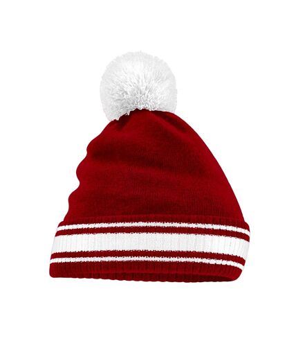 Bonnet stadium rouge classique / blanc Beechfield