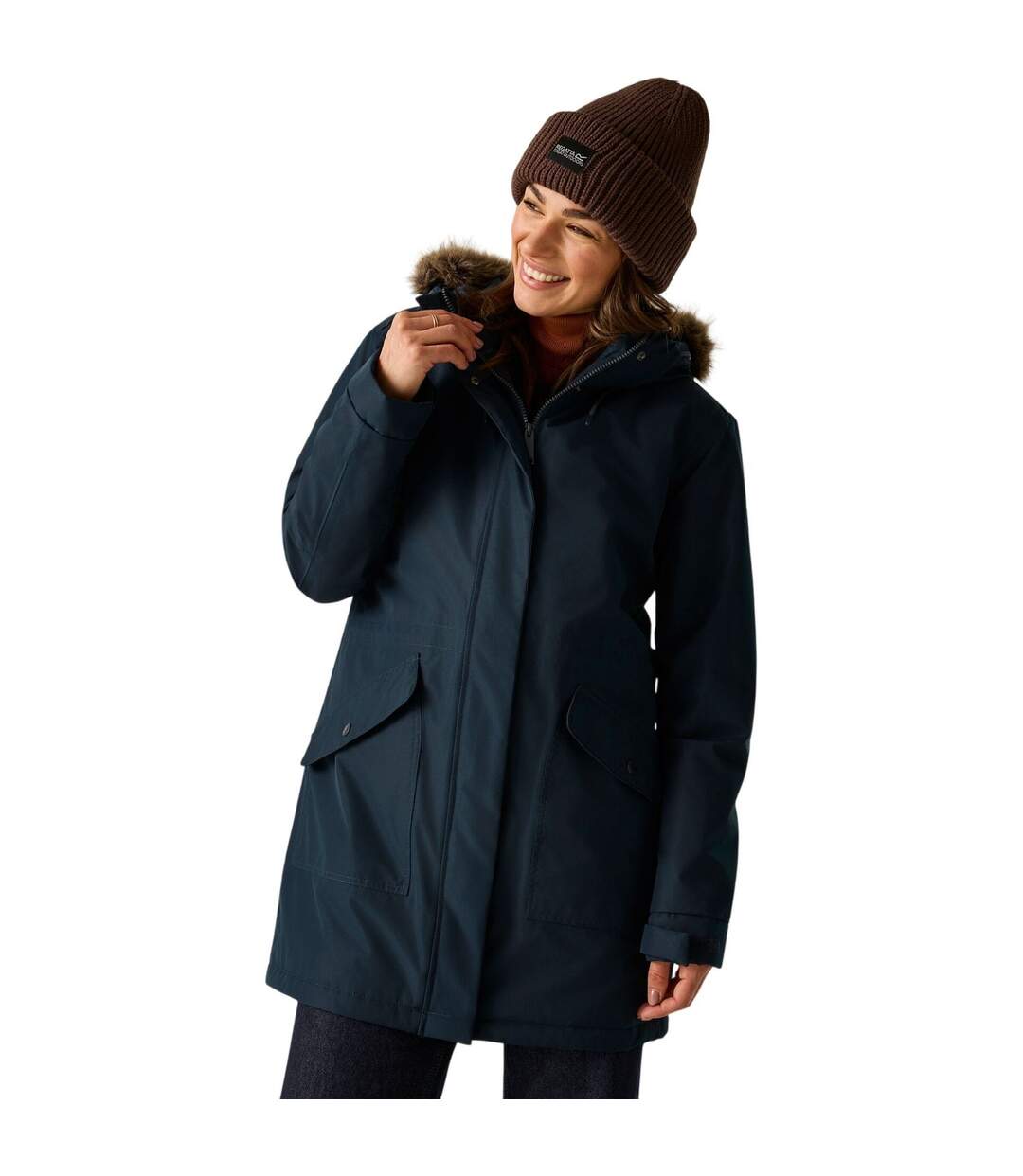 Veste Imperméable Et Isolante À Capuche Duveteuse Sophia Femme Bleu Marine Regatta-1