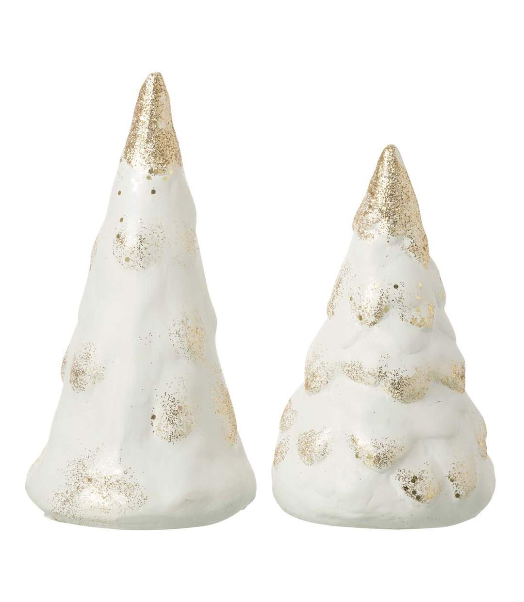 Lot de 2 Sapins de Noël Déco Neige 22cm Beige-1