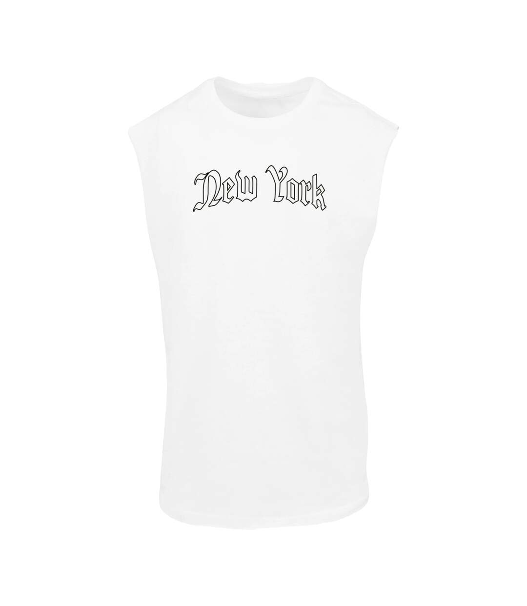 Mens New York Wording Sleeveless Tank Top Blanc Mister Tee-2