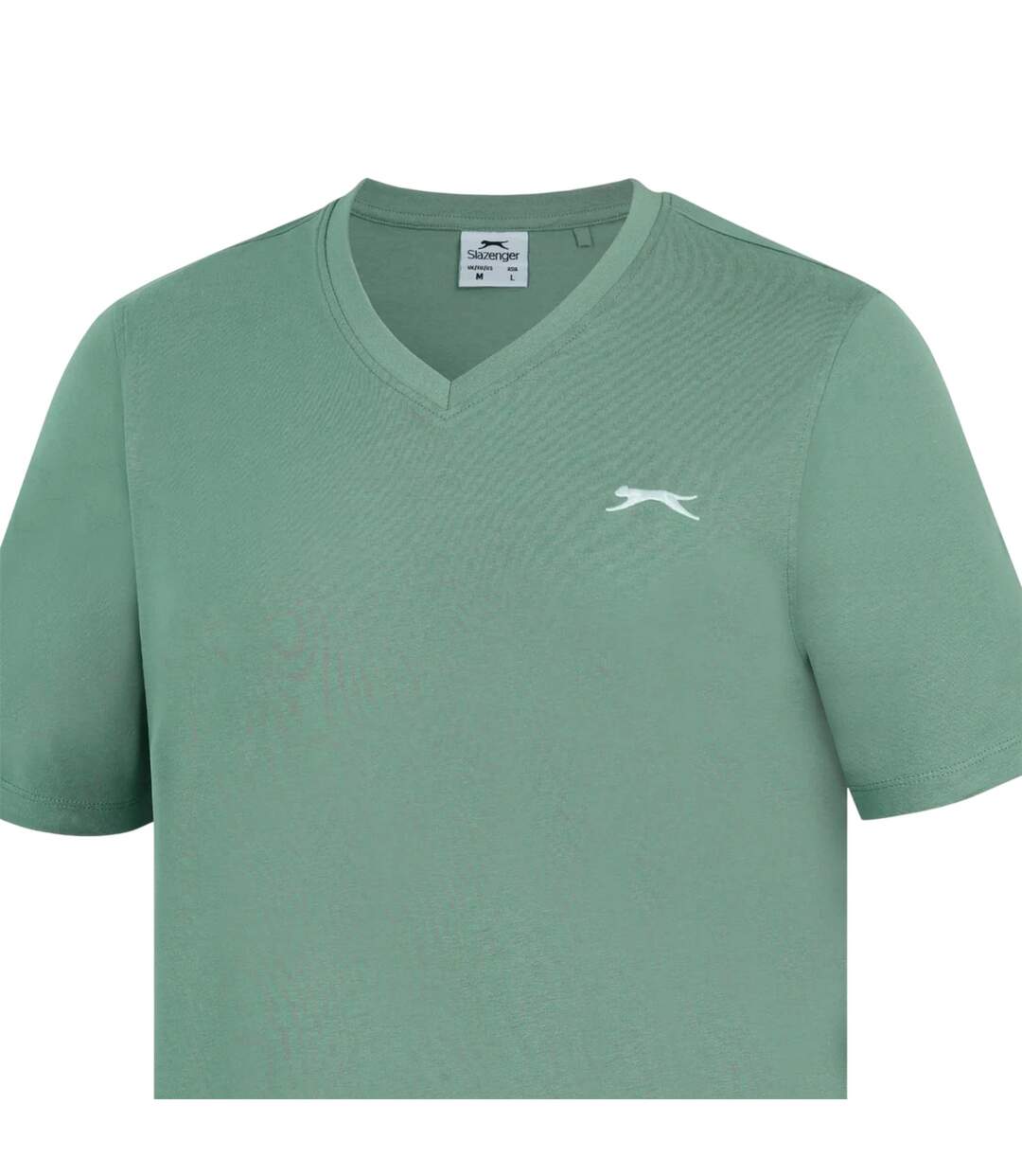 Mens Embroidered Logo Cotton T-shirt Light Green Slazenger-3