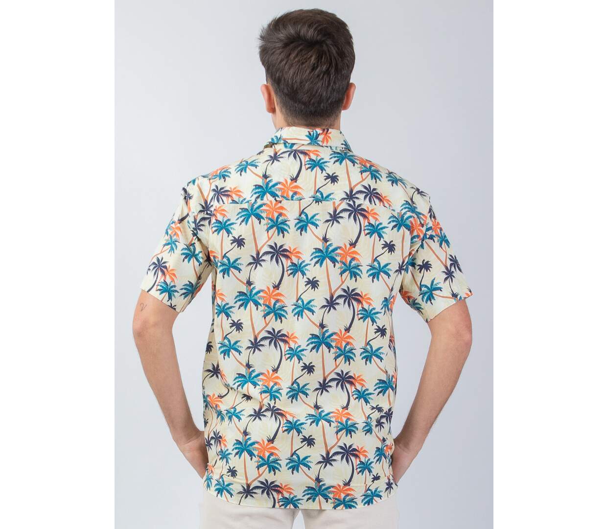 Chemise homme été manches courtes LORENZO imprimé Palmyre Coton Du Monde-2