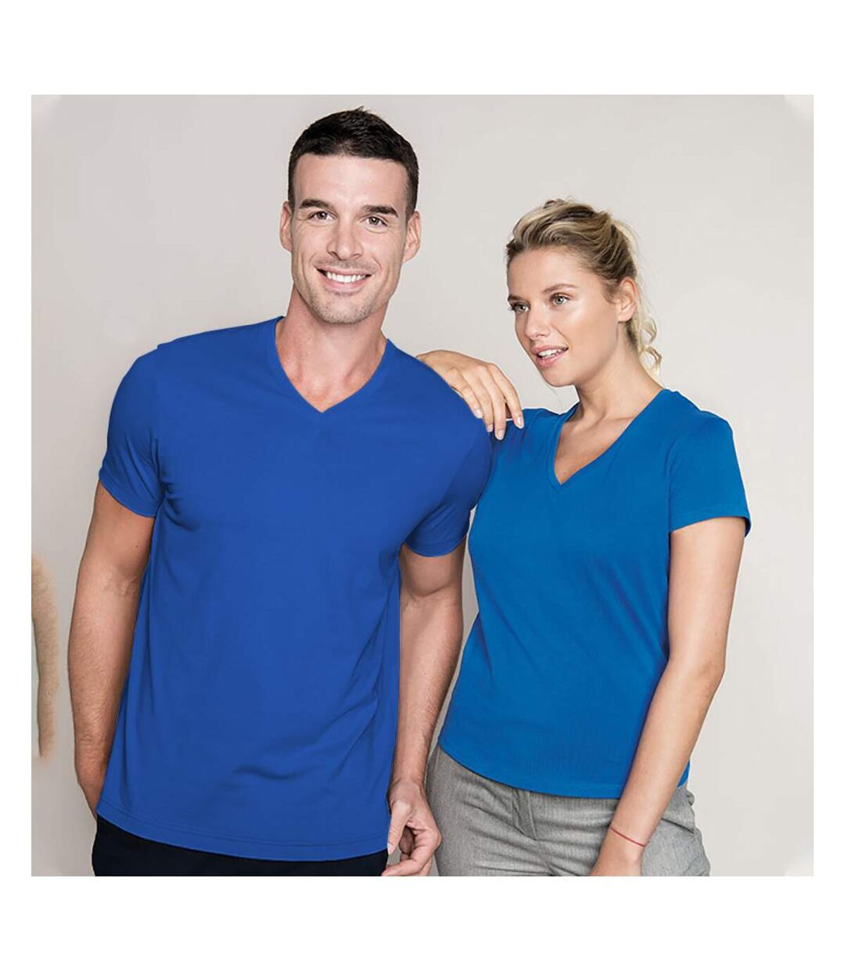 T-shirt à manches courtes et col en V coupe cintrée Kariban pour homme (Bleu roi) - UTRW707