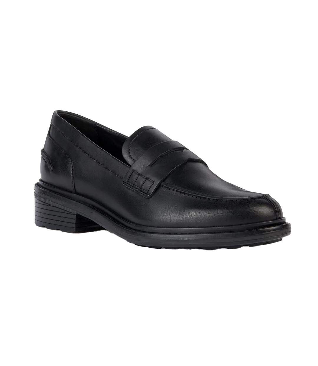 Womens/ladies Walk Pleasure Leather Moccasins Black Geox-1
