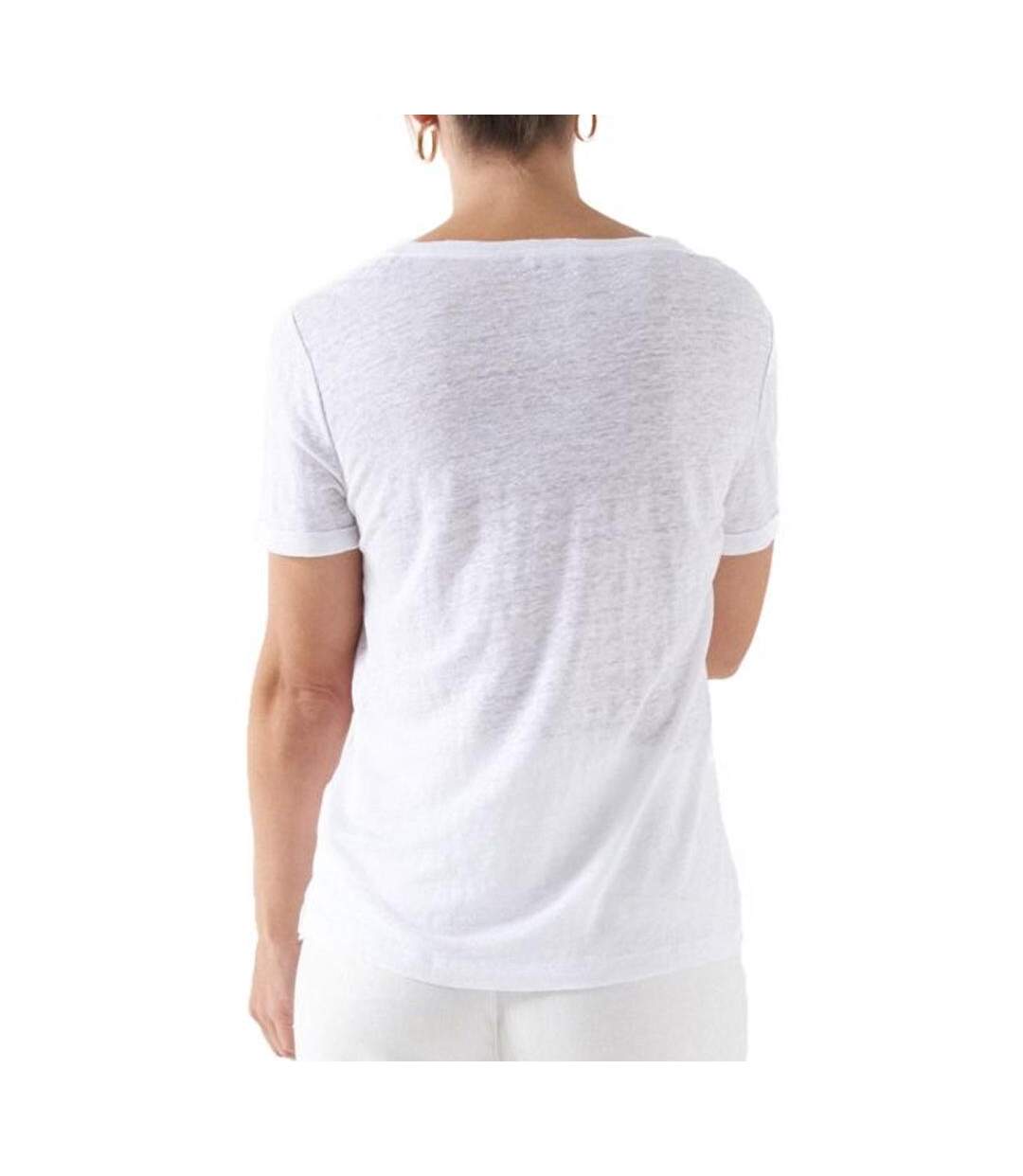 T-shirt blanc femme salsa linen-2