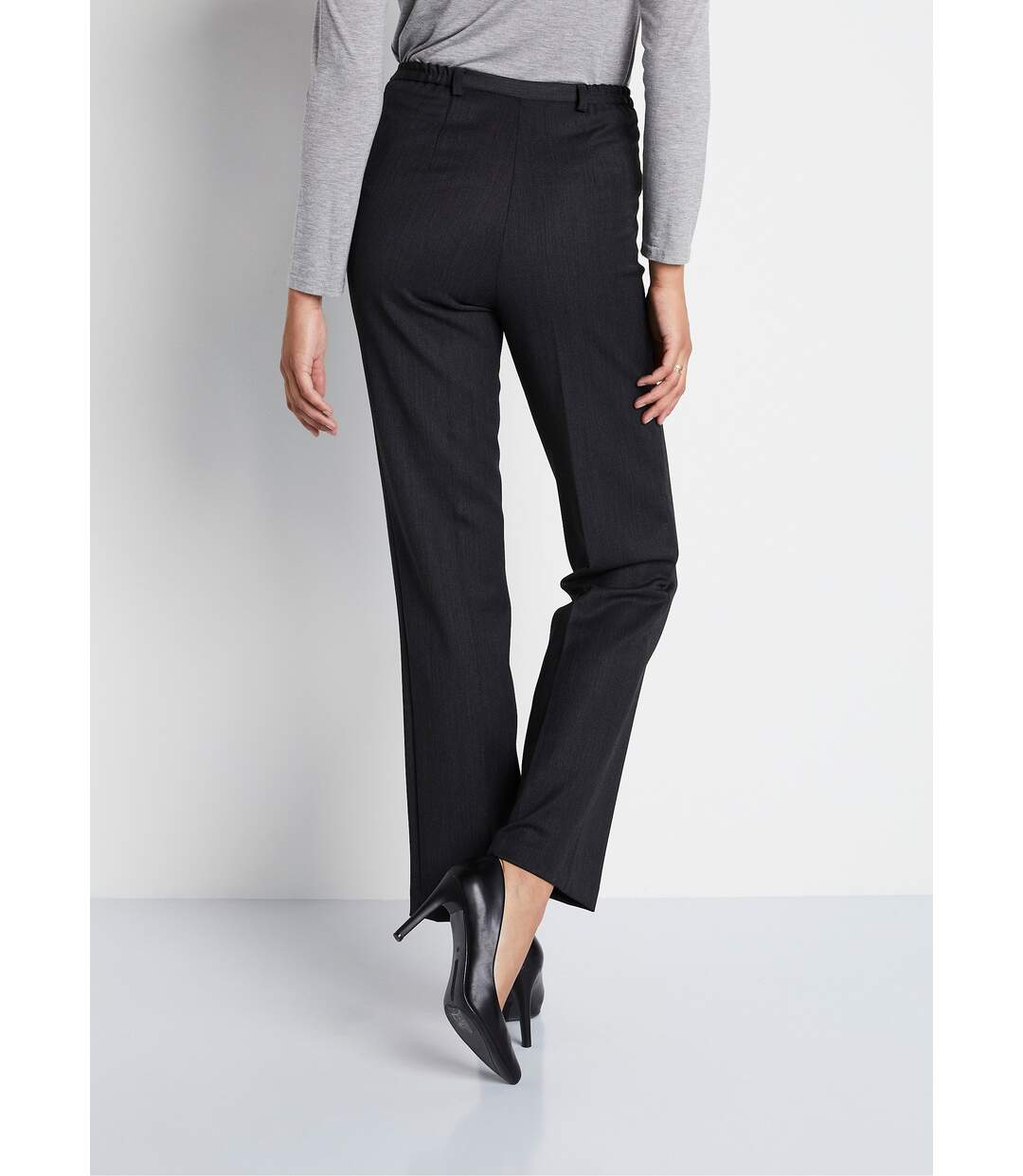 Pantalon taille semi-élastiquée droit-2