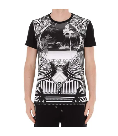 Mens Resort Logo T-shirt Black White Balmain