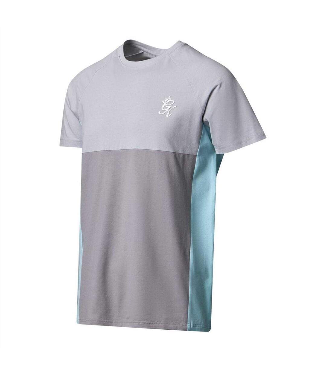 T-shirt Motif/style Panneau Contrasté Homme Gris Pâle Gris Clair Turquoise Pâle Gym King-2