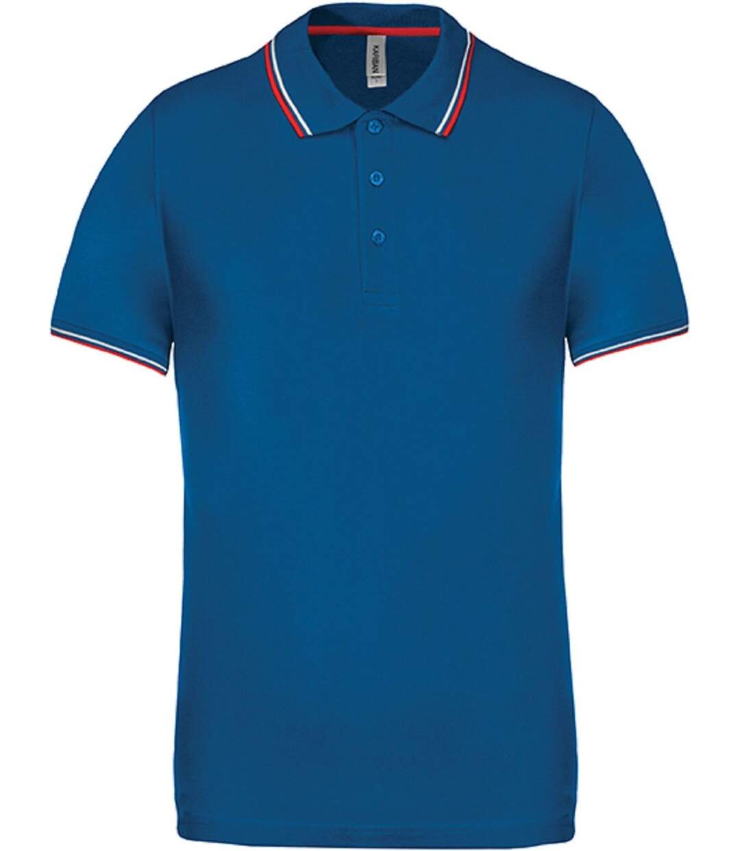 Polo bandes contrastées homme - K250 - bleu roi - rouge-blanc - manches courtes-2