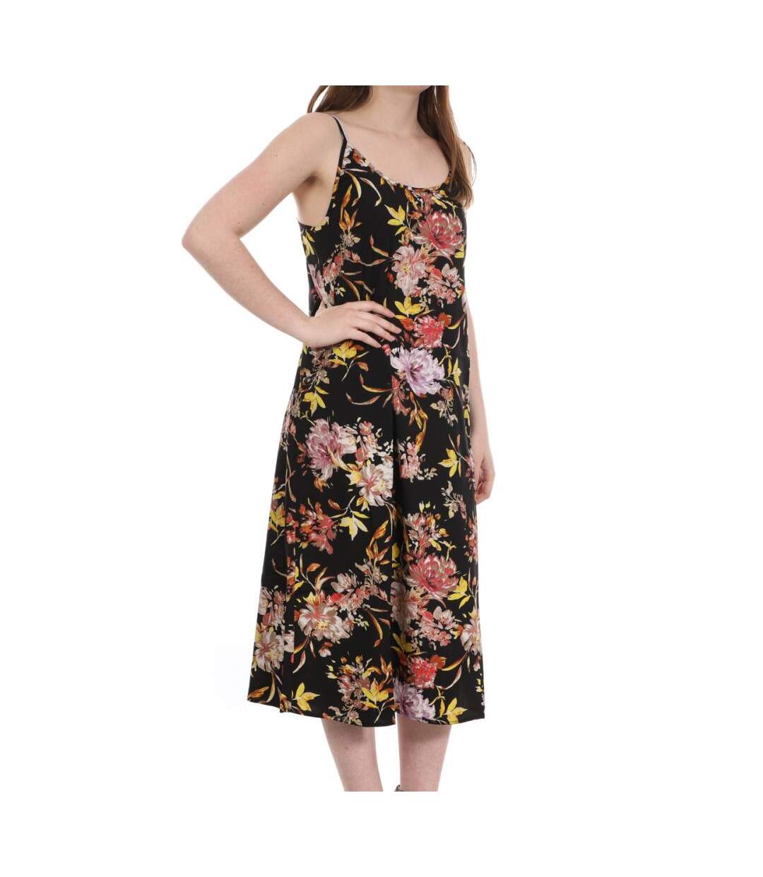 Robe Noir à fleurs mi-longue Femme Vero Moda Jeanett - S-1