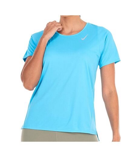 T-shirt bleu fluo femme nike race top - m