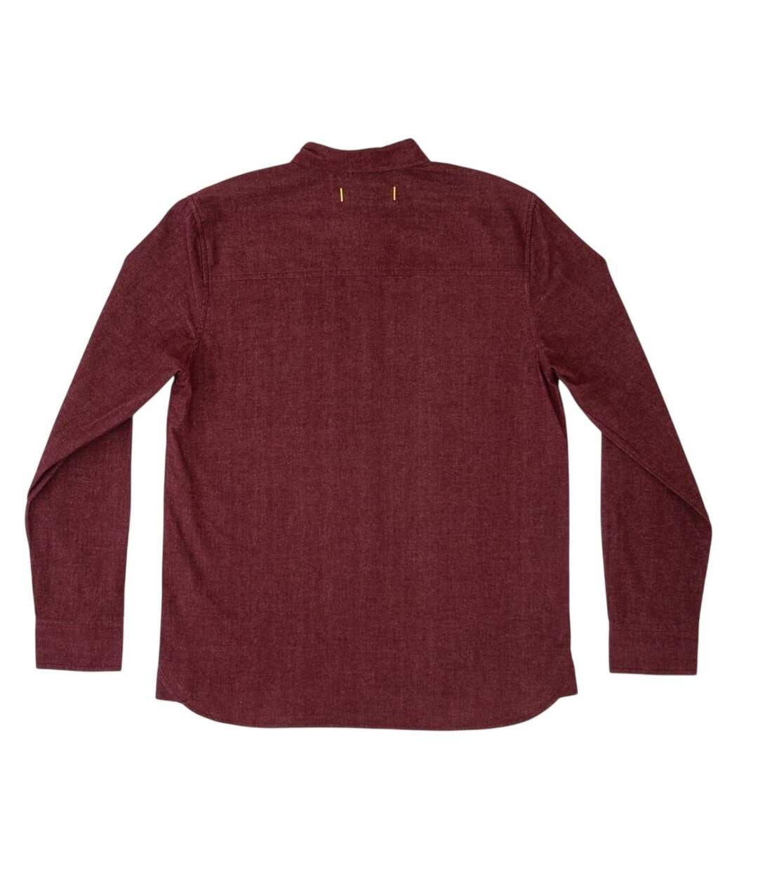Mens Willow Collared Long-sleeved Shirt Burgundy Roamers-3
