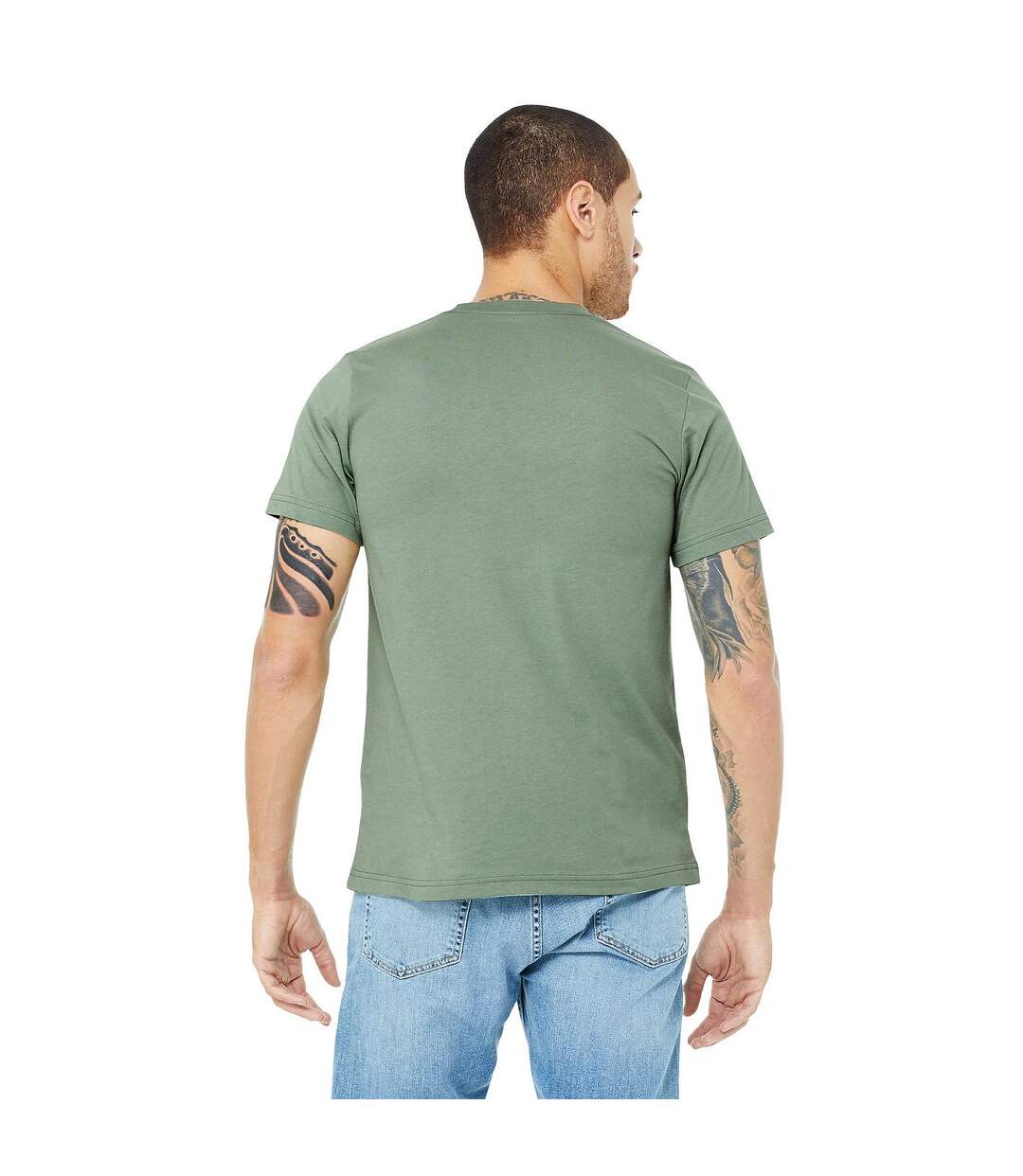 Canvas T-shirt Jersey Hommes Vert De Gris Bella + Canvas-1