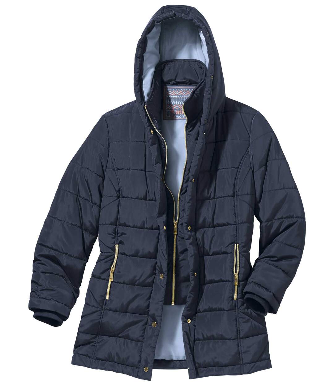 Prošívaná bunda do arktické zimy  s kapucí lemovanou odepínací umělou kožešinou Atlas For Men