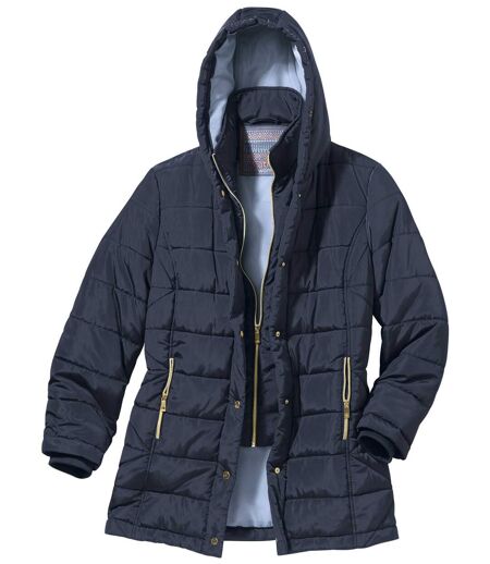 Prošívaná bunda do arktické zimy  s kapucí lemovanou odepínací umělou kožešinou