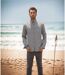 Chemise Masculine Grise à  Rayures avec 2 Poches poitrine-3