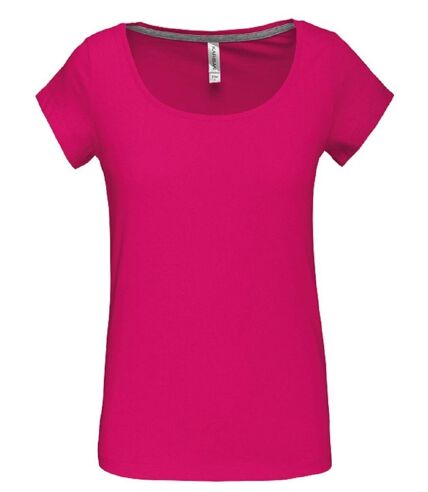 T-shirt col bateau - Femme - K384 - rose fuchsia