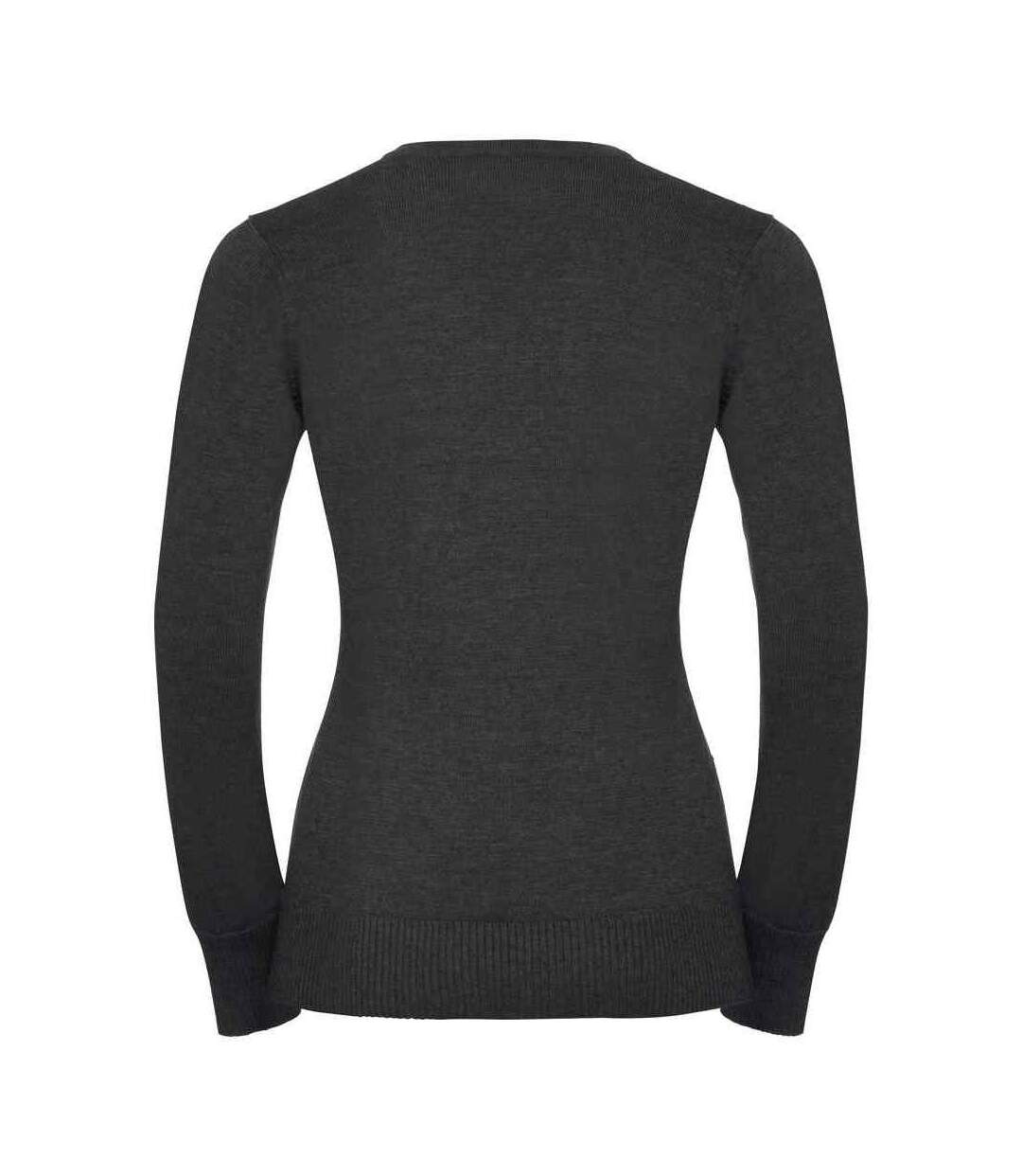 Womens/ladies marl v neck sweatshirt charcoal Russell Collection