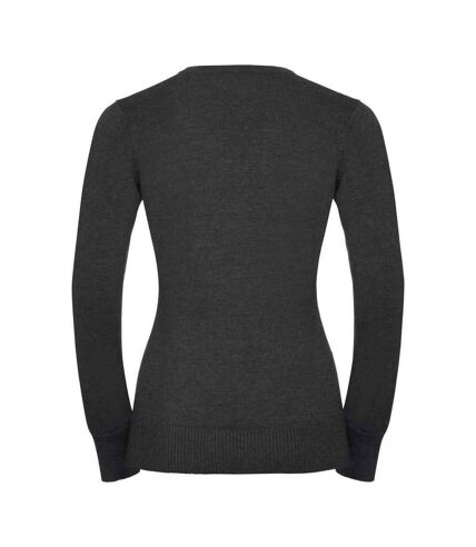 Russell Collection Womens/Ladies Marl V Neck Sweatshirt (Charcoal)