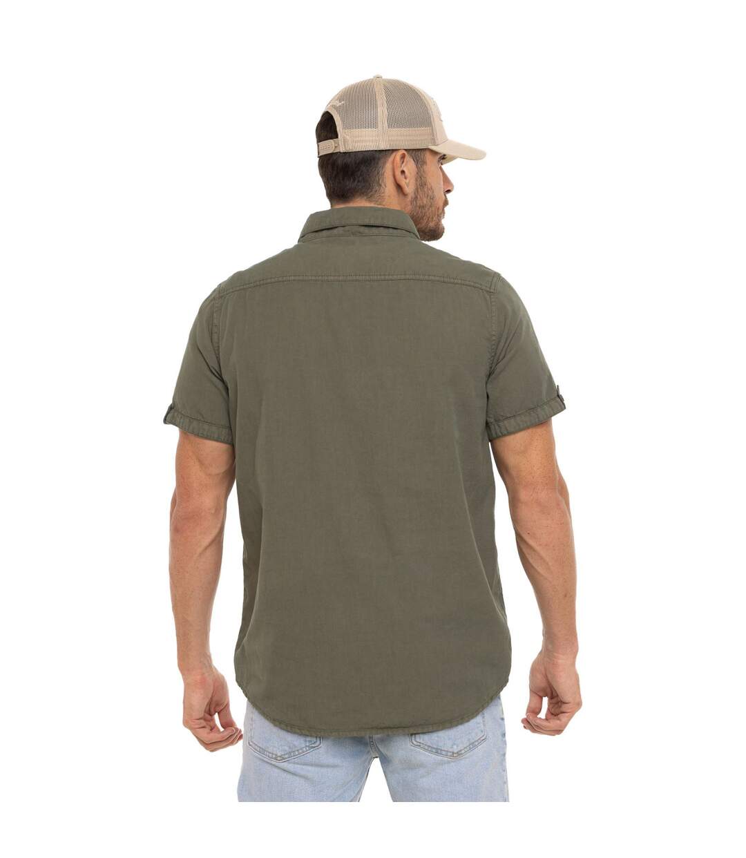 Chemise homme manches courtes en popeline avec patch et print Box Vondutch-4