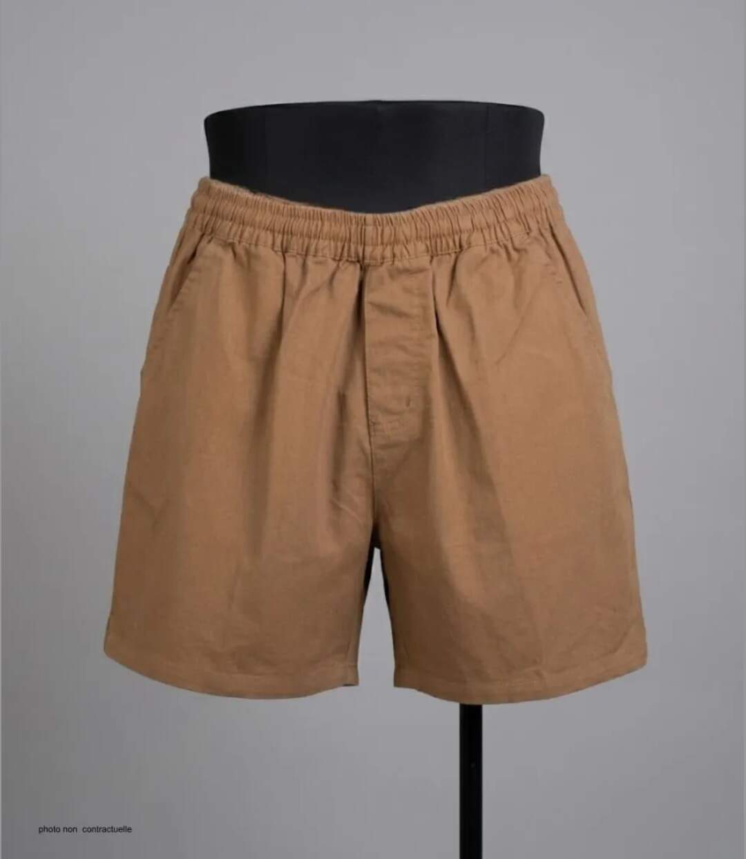 Short homme CHALLENGER BIVOUAC3 camel marron : le confort absolu du pur coton à taille élastiquée-3