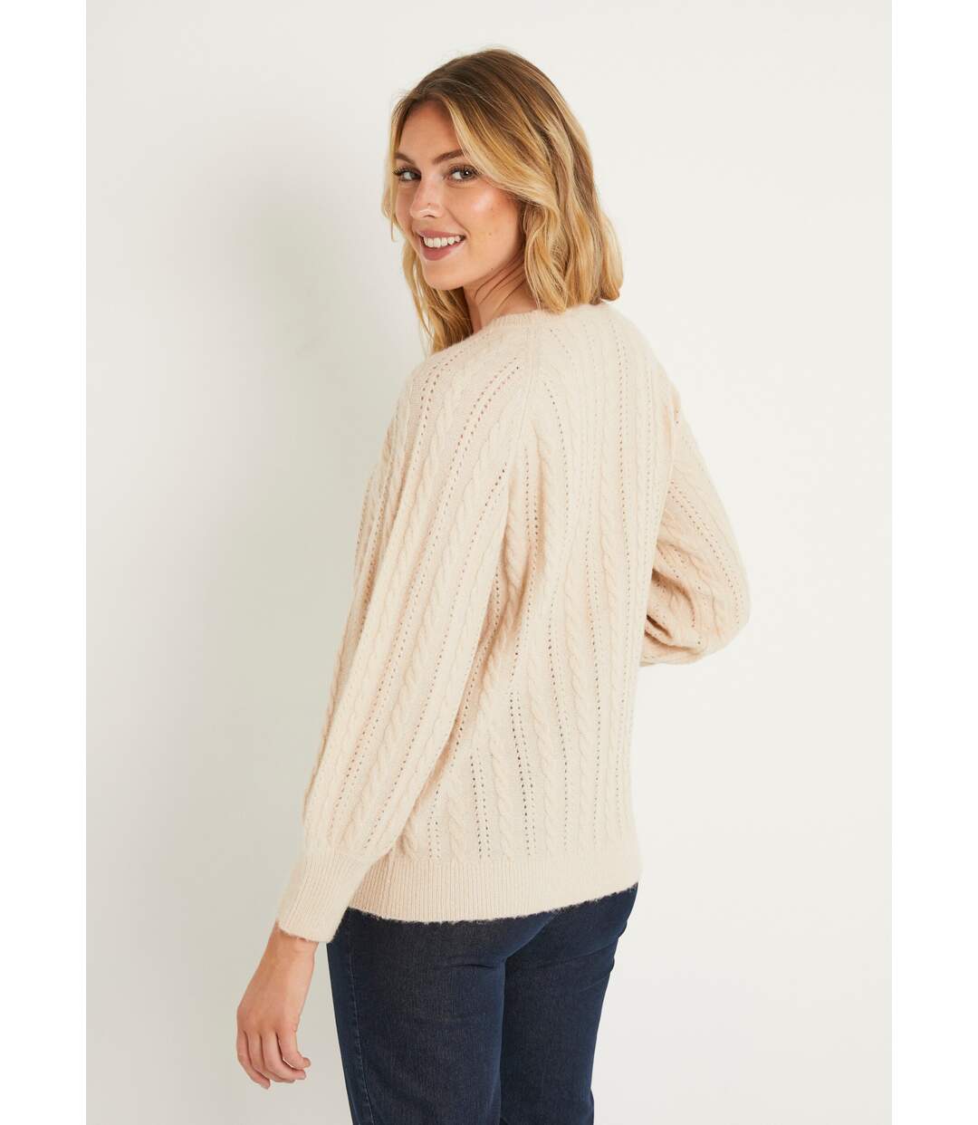 Pull doux maille irisée torsadée ajourée laine-2