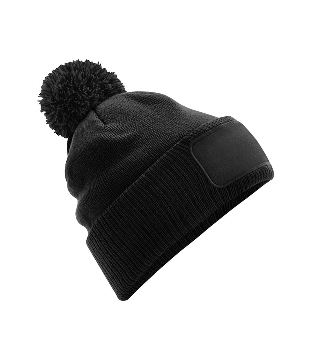 Unisex adult snowstar patch beanie black/graphite grey Beechfield-1