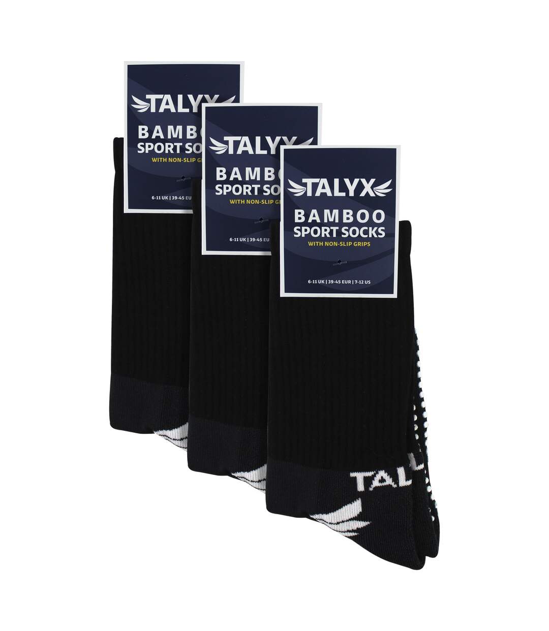 3 Pack Mens Bamboo Crew Grip Socks | Reinforced Heel & Toe Soft Non Slip Socks-2
