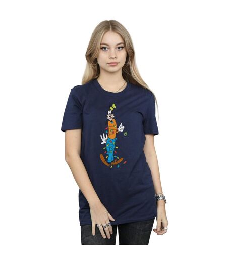 Disney Femme/Les femmes Goofy Christmas Lights Coton Boyfriend T-Shirt (Bleu marine) - UTBI37727