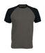 T-shirt de baseball à manches courtes Kariban pour homme (Gris ardoise/Noir) - UTRW705