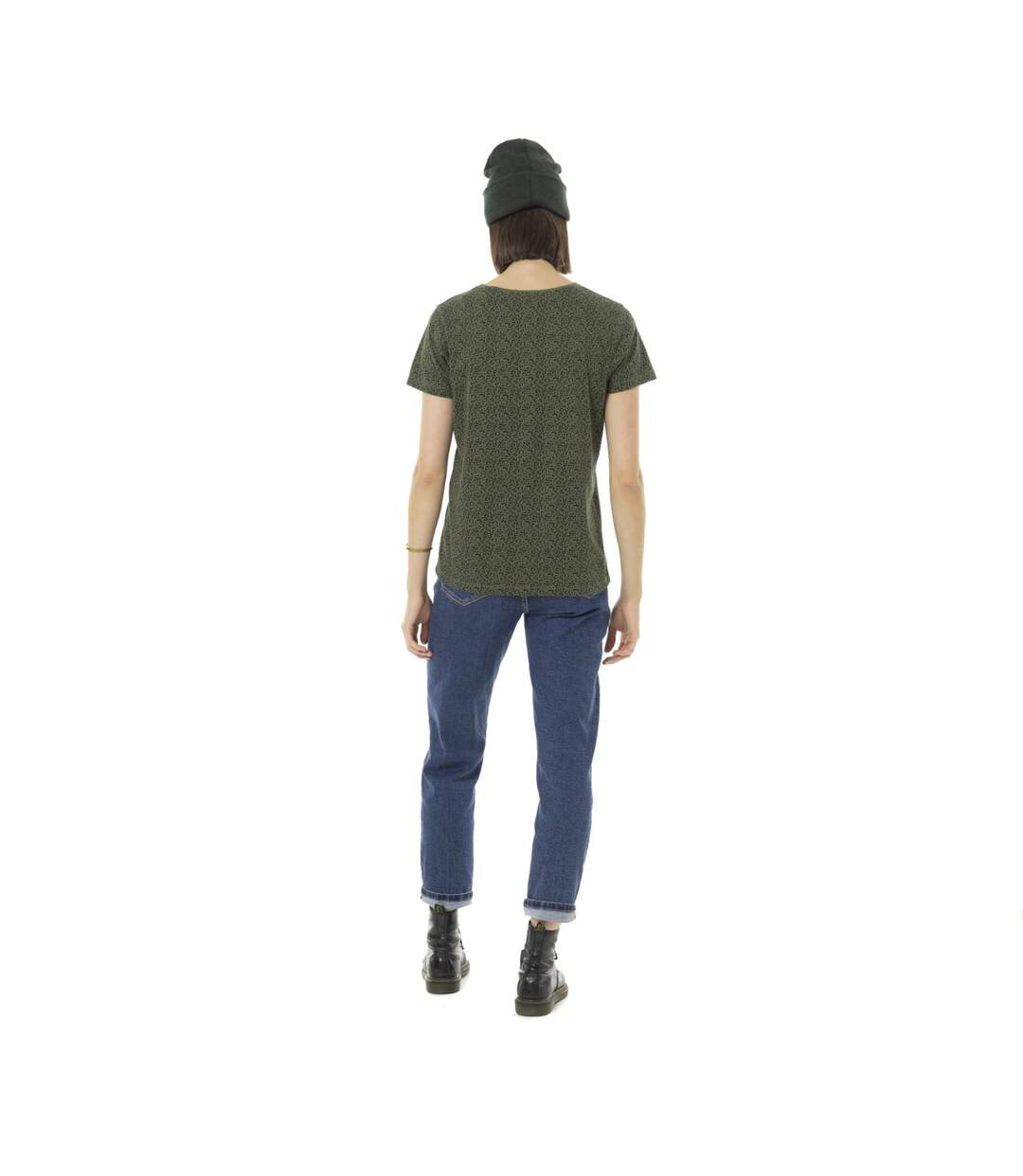 T-shirt femme col rond allover et print devant Leopard Vondutch-5