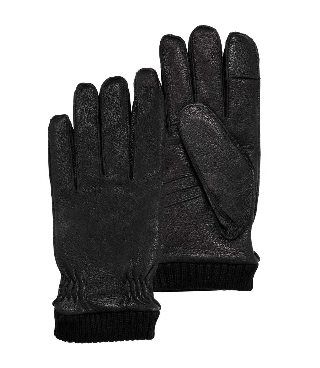 Isotoner Gants homme tatciles, en cuir de chèvre, doublés imitation micro- imitation fourrure-2