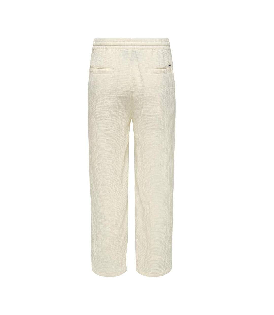 Pantalon fluide gaz de coton écru homme only & sons onssinus 0158-2