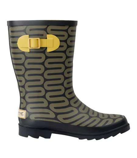 Womens/ladies Orla Kiely Spinning Flower Mid Calf Wellington Boots Olive Regatta