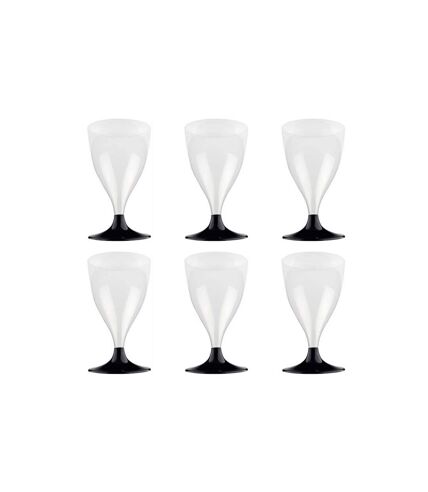 Lot de 6 Verres à Vin Réutilisable Plastique 18cl Noir