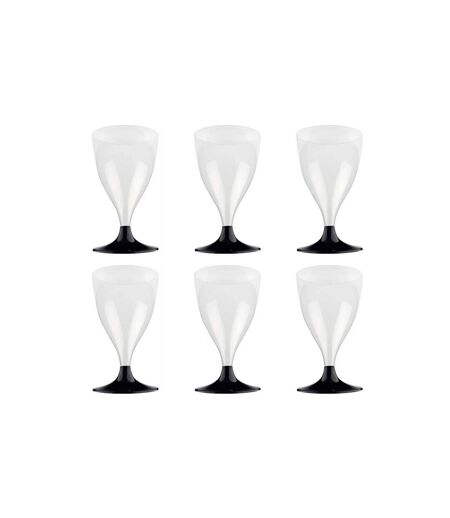 Lot de 6 Verres à Vin Réutilisable Plastique 18cl Noir