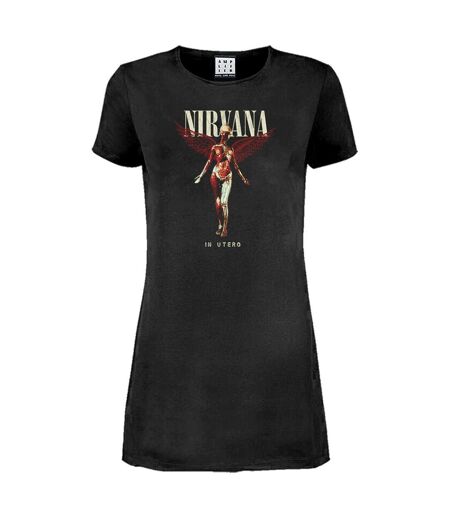Amplified Womens/Ladies In Utero Nirvana T-Shirt Dress (Charcoal)