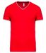 T-shirt manches courtes coton piqué col V K374 - rouge - homme