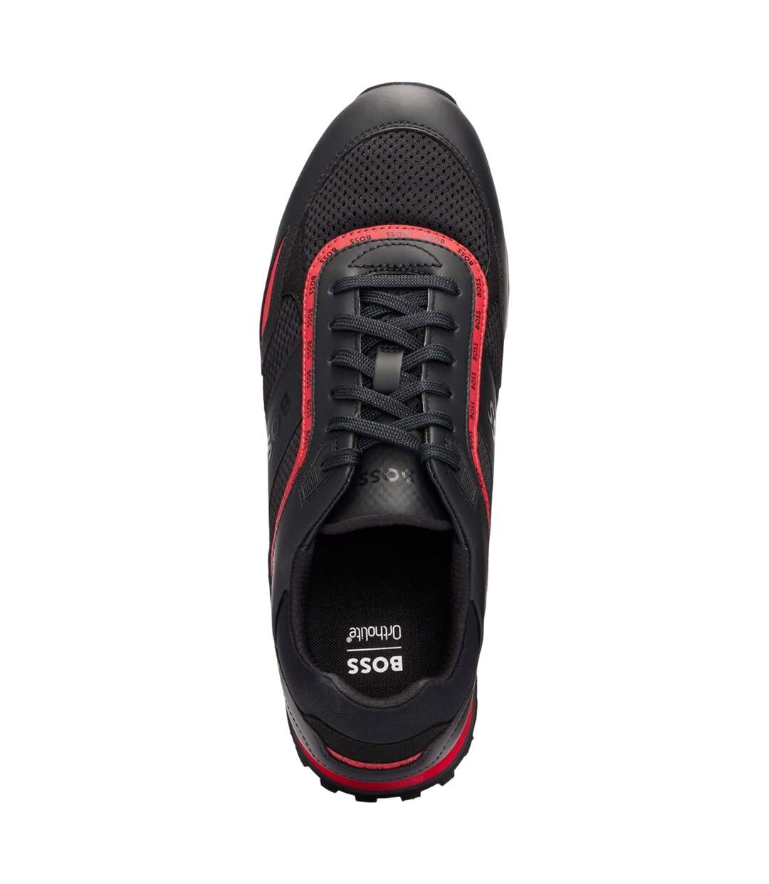 Mens Parkour Leather Running Trainers Black Boss-4