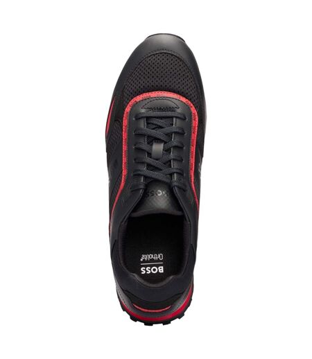Mens Parkour Leather Running Trainers Black Boss